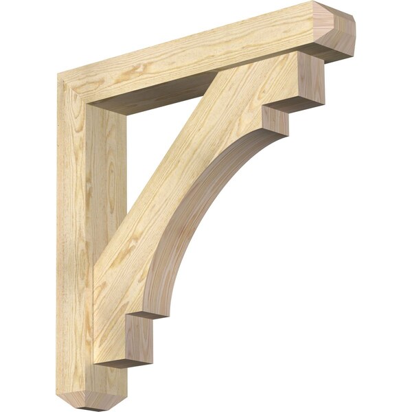 Ekena Millwork Merced Craftsman Rough Sawn Bracket w/ Offset Brace, Douglas Fir, 6"W x 34"D x 34"H BKT0604X34X34MRC04RDF - main